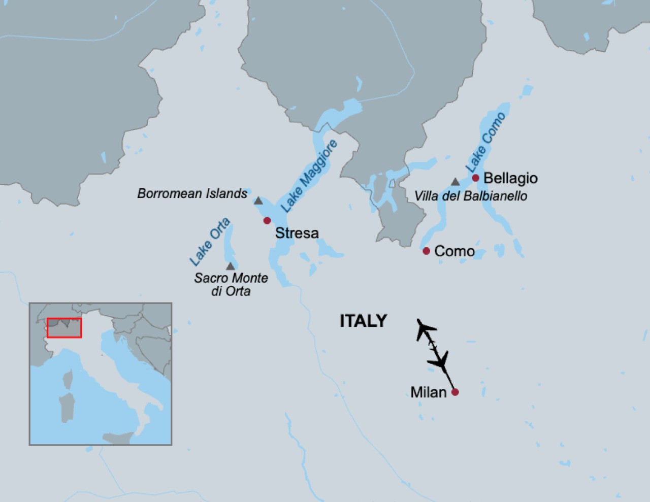 Village Life Italian Lakes Trip Map