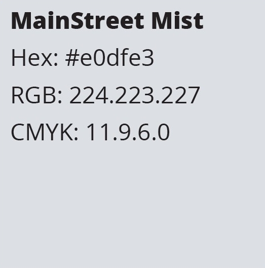 MainStreet Mist Color Codes
